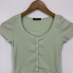 Brandy Melville Green Button-Down Shirt